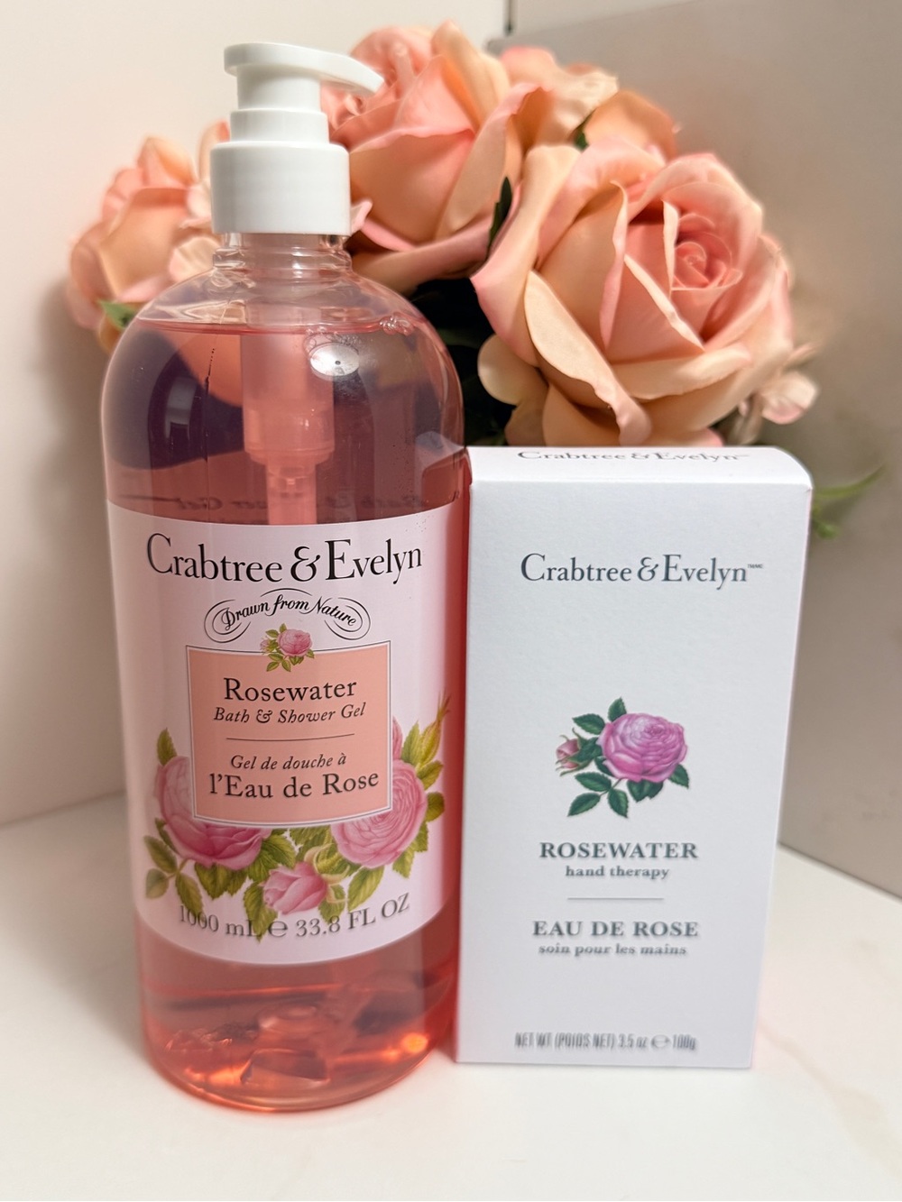 Crabtree & Evelyn Rosewater Jumbo Bath & Shower Gel + Hand Cream